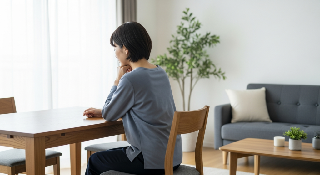 即決割引を出されたあと、ひとりで考えている様子