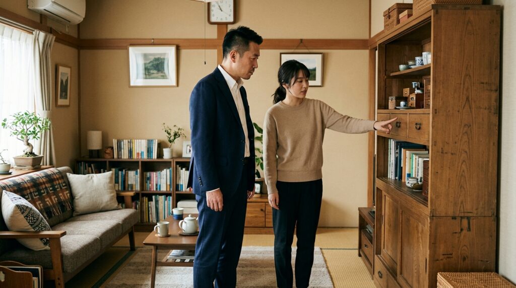 引越しの訪問見積で、当日に荷物が増えた場合の責任の分かれ目になる物量を営業が確認する場面