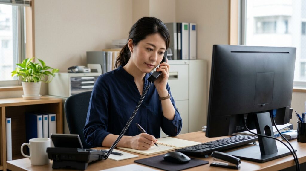 引越し会社で解約の連絡を受ける事務担当